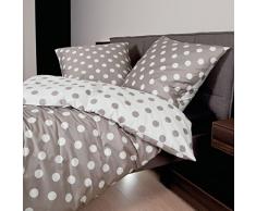 Janine Feinbiber-Bettwäsche - Davos - taupe - 155 x 220 cm + 80 x 80 cm