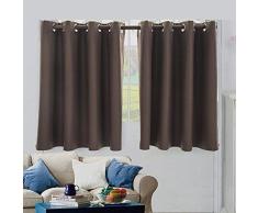 Eastery Blickdicht Gardine Vorhänge Gardinen Mit Ösen Thermovorhang Mit Verdunkelung Für Einfacher Stil Wohnzimmer Schlafzimmer Küche (1 Stück) (Color : Kaffee, Size : W*H:74 * 90Cm)
