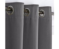 PONY DANCE Vorhang Blickdicht Wohnzimmer - Gardinen Blickdicht Grau Vorhänge Thermo Schlafzimmer Dekoschals Gardine Blickdichter Ösenvorhang, 2er Set H 210 x B 132 cm