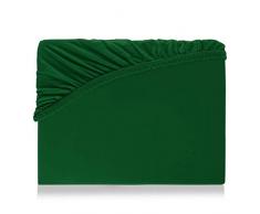 Premium Spannbettlaken mit Gummizug für Wasserbetten Boxspringbetten Übergröße Jersey Matratzenbezug Bettbezug Baumwolle Elastan Laken Wasserbettbezug 140-160 x 200-220 cm | Fichte