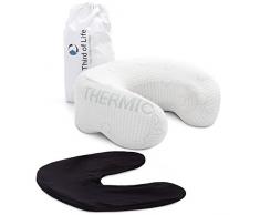 Nackenkissen ANDAR | Orthopädisches Reisekissen | Memory Schaum | Thermoregulierender Bezug | Kopfkissen/Nackenhörnchen für Reisen im Auto, Flugzeug, Zug | schwarzer Bezug extra | 30x26x13/10 cm