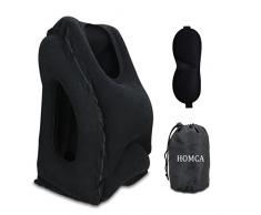 Aufblasbare Reisekissen, HOMCA PVC Soft Nackenkissen, Travel Neck Support Multifunktions Pillow Kissen für Flugzeuge, Autos, Busse, Züge, Haus, Büro-Napping (Schwarz)
