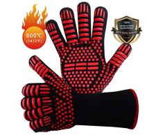 Win.Max Grillhandschuhe,Ofenhandschuhe BBQ Kochenhandschuhe Backhandschuhe Hitzefeste Handschuhe Kaminhandschuhe bis zu 800°C 1 Paar Silikon Rutschfeste EN407 Zum Grillen,Kochen,Schweißen,Feuerplatz