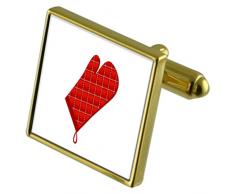 Kochen Ofen Handschuh Gold-Manschettenknöpfe Crystal Krawattenklammer Geschenkset