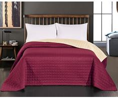 DecoKing 12123 Tagesdecke 220 x 240 cm bordeaux creme Bettüberwurf Kreisen zweiseitig pflegeleicht Salice