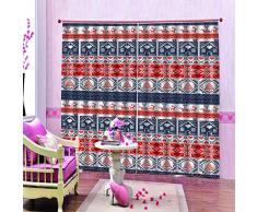 FAIEK Vorhang Blickdicht 2 Stück Gardine Schattierung-Blaue Und Rote Gekreuzte Streifen-Gardine Für Geeignet Für Balkon Schlafzimmer Wohnzimmer Moderne Urlaub Dekoration Vorhang-170X255Cm * 2 Panel