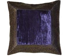 Deko Kissenbezug Kissenhülle Samt Brokat Asiatisch Indisch Orientalisch Bezug Kissen Marineblau (50 x 50 cm)