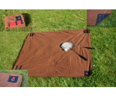 Picknick-Decke Outdoor aus Vlies, Farbe Braun, Größe 120cm x 150cm, Unterseite aus Kunststoff, wasserabweisend mit Ösen und Heringen zur Befestigung im Garten
