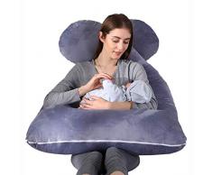 PoJu Mutterschaft Körper Kissen zum Schlafen mit Stillen Baby Design Unterstützung Abnehmbarer Samtbezug für Seitenschlaf und Rückenschmerzen 100% für jedermann 70x130cm