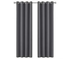 PONY DANCE Gardinen Wohnzimmer Blickdicht - Vorhänge Blickdicht Ösenschal Thermo Gardine Verdunkelung Kinderzimmer Dekoschals, 2 Stücke H 220 x B 140 cm, Grau
