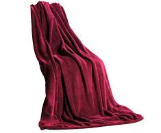 CelinaTex Quebec Kuscheldecke XXL 200 x 220 cm Bordeaux Coral Fleece Tagesdecke Mikrofaser Sofadecke federleicht