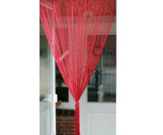 1001 Wohntraum F09 Fadenstore, 100 x 200 cm, Fadengardine Glitzer, Fadenvorhang, Raumteiler, Gardinen, dunkelrot mit Perlen