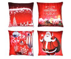 OWUDE Frohe Weihnachten Kissenbezüge 4 Pack, Super Weichem Plüsch Kissenbezüge Home Dekorative Dekokissen Cases für Wohnzimmer Studie Bett Sofa, rot, 18x 18