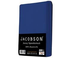 Jacobson Jersey Spannbettlaken Spannbetttuch für WASSERBETT BOXSPRINGBETT (180 x 200 cm - 200 x 220 cm, Dunkelblau)