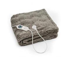 Klarstein Dr. Watson Comfort & Style - elektrische Heizdecke, Kuscheldecke, Wärmedecke, 120 Watt, 180 x 130 cm, Faux Fur, waschmaschinengeeignet, Abschalt-Timer, 6 Leistungsstufen, beige