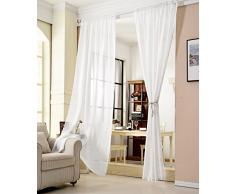 WOLTU® VH5859ws, Gardinen transparent mit Kräuselband Leinen Optik, Vorhang Stores Voile Fensterschal Dekoschal für Wohnzimmer Kinderzimmer Schlafzimmer, 140x245 cm, Weiß, (1 Stück)