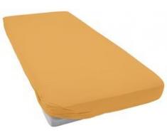 schlafgut Jersey-Elasthan Boxspring Spannbetttuch, Baumwoll-Mischgewebe, Curry, 220 x 150 cm