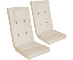 Detex Stuhlauflagen 2er Set Kopfkissen Rückhaltebänder Sitzkissen Stuhlkissen Kissen Hochlehner Auflage Sitzauflage Creme