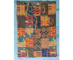Bettüberwurf mit indischem Patchwork-Muster, für Doppelbett, Hand-Blockdruck, indische Baumwolle, aus Sari-Stoffen, Kantha-Handstich, Tagesdecke