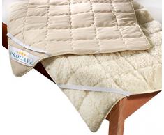 PROCAVE weiches Unterbett mit Lammflor und Schurwolle, hochwertige Matratzen-Topper, Matratzen-Schoner mit 4 Eckgummis, Matratzen-Auflage 90x200 cm