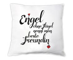 4you Design Kissen Engel ohne Flügel nennt Man Beste Freundin, Zierkissen, Dekokissen, Geschenkidee, Geburtstag, Beste Freundin, Weihnachten