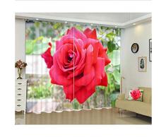 HomeAZWQ Vorhang Verdunkelung Blickdicht Verdunkelungsgardinen Gardinen Kinderzimmer Reales Foto 3D Von Rose H215 X W210Cm