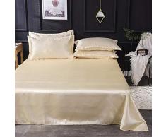 Yuan Duner daunen bettdecke，2019 New King Full Queen Tagesdecke Soft Solid Color Flachbettlaken Satin Bettwäsche Seide Bettlaken Größe 180 * 230/230 * 250cm Kissenbezug-N3n_2 Stück Kissenbezug