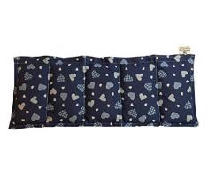 Körnerkissen Kühlkissen Wärmekissen 50x20cm Dinkelkissen Herzen blau 100% Baumwolle