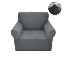 Interlink-UK Sessel Husse Sesselbezug Sesselhusse Elastisch Stretch Jacquard aus rutschfest Material Elegant (Grau, 1 Sitzer 80-120cm)