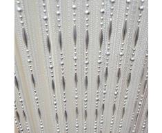 LCHULLE Fadenvorhang 100x200 Türvorhang Weiß Perlenvorhang mit Tautropfen Kunststoffperlen Streifenvorhang Wandvorhang Fensterdekoration Pailettenvorhang Weiß