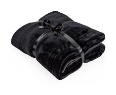 Brandsseller XXL Kuscheldecke Microfaser Tagesdecke - Größe: 220 x 240 cm - Farbe: Schwarz