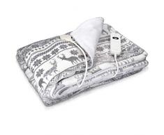 Navaris XXL Elektrische Wärme Heizdecke - 180x130cm 3 Wärmestufen Abschaltautomatik waschbar - Kuschelige Bett Wärmedecke Grau