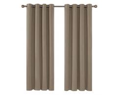 Deconovo Blickdichte Gardinen Ösenvorhang Blickdicht Vorhang Verdunkelung 240x135 cm Taupe 2er Set