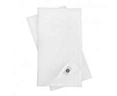 Linen & Cotton Festliche 4 x Stoffservietten Leinenservietten Anabella - 100% Leinen, Weiß Weiss (47 x 47cm) Servietten Stoff Napkins für Hochzeit Gastronomie Restaurant Vereinsfeier Geburtstagsfeier