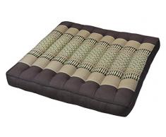 Kapok Thaikissen, Yogakissen, Massagekissen, Kopfkissen, Tantrakissen, Sitzkissen - Braun/Beige (Sitzkissen 50x50x7 - 82419)