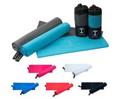 Funny Tree® Mikrofaser Handtücher Set (dunkelgrau) I 70x140cm großes Strandtuch + 40x80cm Sporthandtuch | schnelltrocknend platzsparend, optimal für jegliche Outdoor Aktivitäten