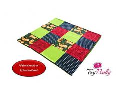 Handmade TryPinky® Kuscheldecke Decke 70 X 70 cm Faultiere Melone Faultier Melonen Punkte Blau Grün Fleece Kinderdecke Kinderwagendecke Krabbeldecke