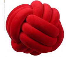 Hava Kolari Knot Kopfkissen Knotenkissen Plüsch Kissen Weiche Geknotetes Kissen Knoten Ball Kissen Dekor Bett Zimmer (20cm Durchmesser,Rot)