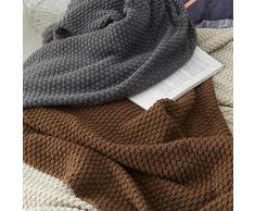 UnvfRg Nordic Handgemachte Strickdecke, modischer Überwurf, für Sofa, Bett und als Zudecke, grau, 130x170cm