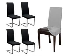 BEAUTEX 4er Set Jersey Stuhlhusse, elastische Stretch Husse Baumwolle Bi-Elastic, Farbe wählbar (Schwarz)