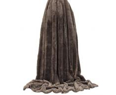 Webpelz taupe braun gestreift Überwurf Decke 130 x 180 cm