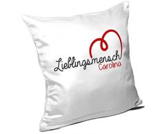Kissen mit Namen Carolina und schönem Lieblingsmensch-Motiv zum Valentinstag - Namenskissen - Kuschelkissen - Schmusekissen