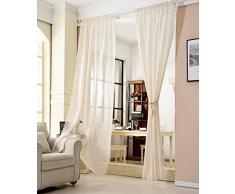 WOLTU® VH5859cm, Gardinen transparent mit Kräuselband Leinen Optik, Vorhang Stores Voile Fensterschal Dekoschal für Wohnzimmer Kinderzimmer Schlafzimmer, 140x245 cm, Crème, (1 Stück)