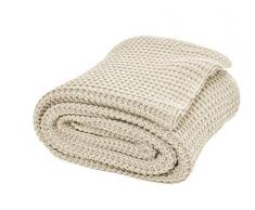 Nielsen Wohndecke Alen grob gestrickt, 150x200 cm, Creme Weiß, 100% Baumwolle, Strick, Grobstrick, Ökotex, Strickdecke, gemütliche modische Elegante Decke