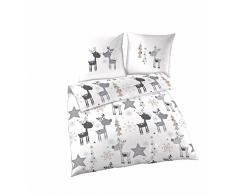 Biber Bettwäsche 135x200 2tlg | Winter-Bettwäsche Warm | Weihnachts Bettwäsche 135x200 cm & Kissenbezug 80x80 | Tolle Kinderbettwäsche Winter