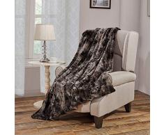 softan Kuscheldecke Kunstfell Hochwertige Felldecke für Wohn- und Schlafräume, Grau, 150cm×200cm