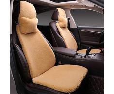 FENG Auto Kissen Abdeckungen Gemütliches Warme Sitzkissen Plüsch Universal, fürs Auto Rollstuhlauflage 2 Kopfstützen, 4 Rückenlehnen, 2 quadratische Polster, 1 Rückenkissen,Gelb