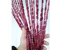 Perlenvorhang Türvorhang Dunkelrot Holzschnüre zum Dekoration Raumteiler Zuhause Türöffnung Wohnzimmer Küche Büro Restaurant, Anpassen (Size : 55 strand-90x195cm)