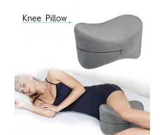 Essort Orthopädisches Knie-Kissen für Seitenschläfer und Rückenschläfer, Memory-Schaum Beinkissen zur Ischias-, Rücken-, Hüft-, Gelenk- & Schwangerschafts-Schmerzlinderung (25 × 18 × 17 cm Grau)