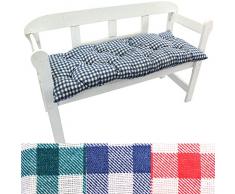 nxtbuy Bankauflage Ibiza 150x50 cm Karo-Blau - Bequeme Polsterauflage für Gartenbänke und Hollywoodschaukel Mit Einer besonders weichen Polsterung - 70% Polyester, 30% Baumwolle, ÖkoTex100
